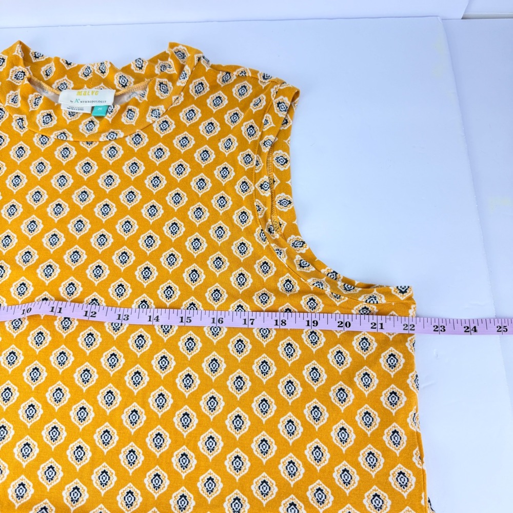 Maeve Anthropologie Plus 2X Yellow Palais Geometric Swing Asymmetrical Dress - Picture 11 of 12